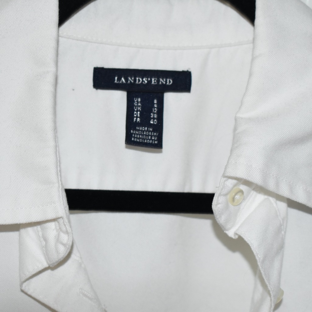 Lands End White Button Down - image 2